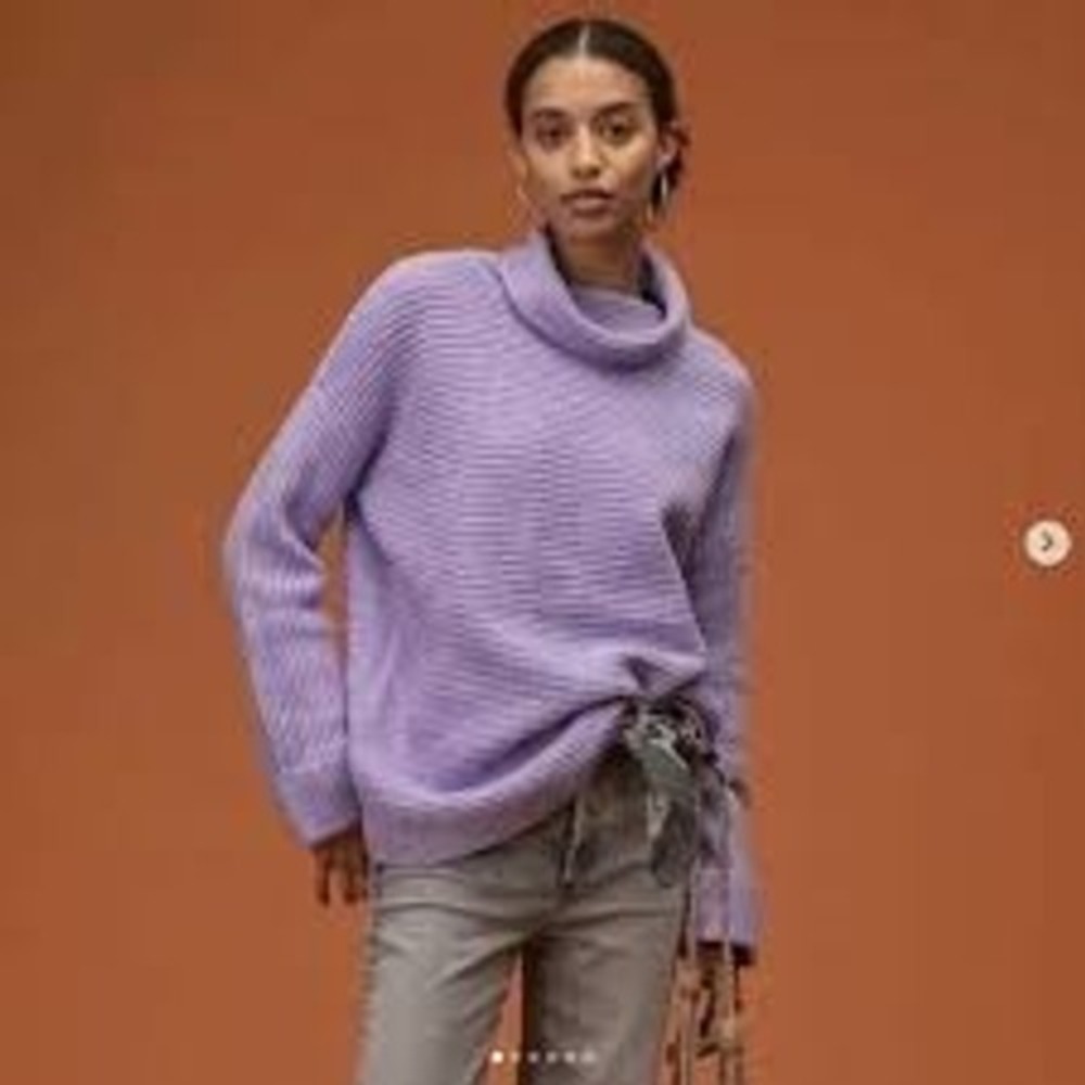 Pilcro Anthropologie Lavender Ribbed Turtleneck Cowlneck Oversized Sweater S